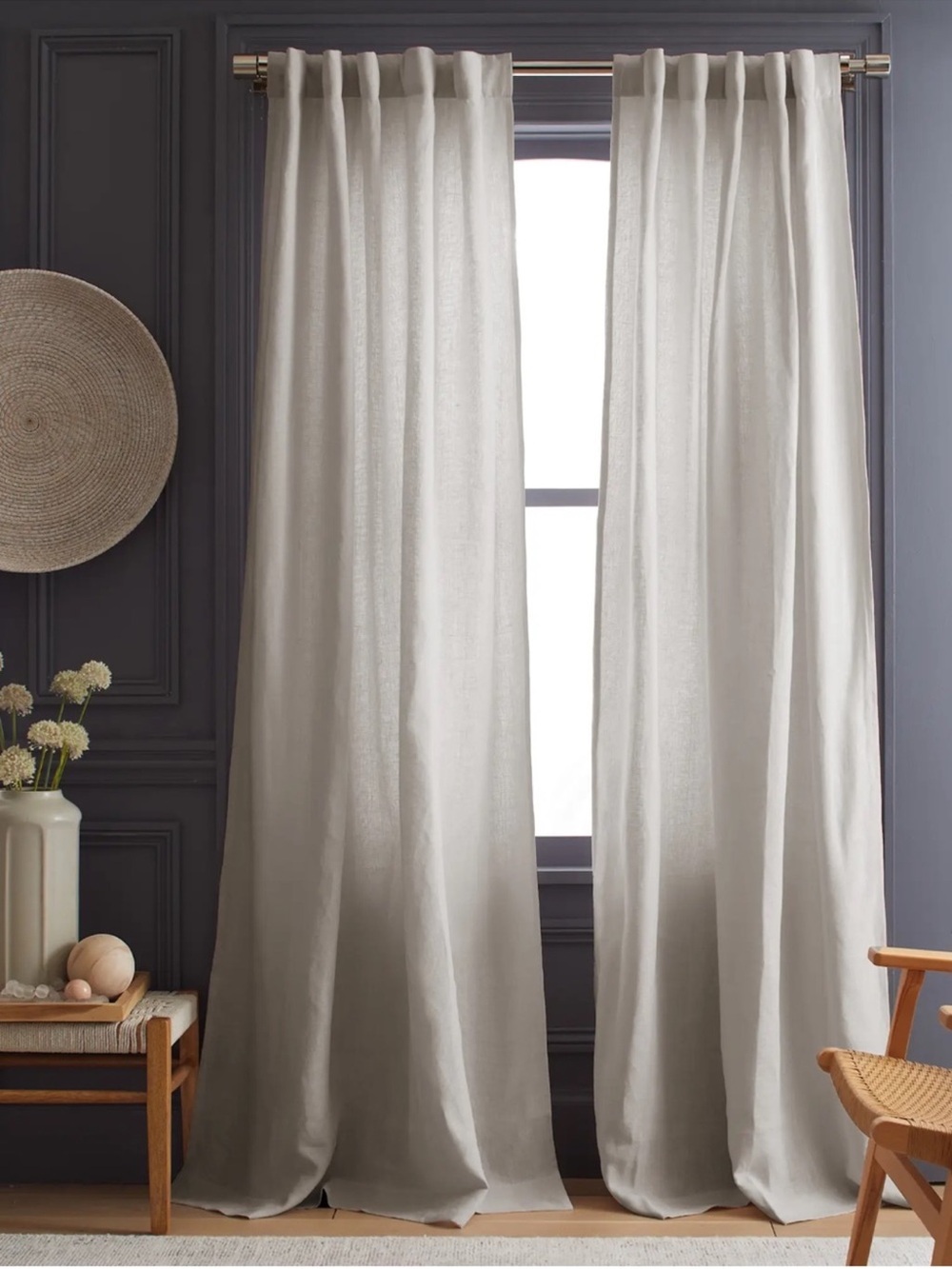 NWT QUINCE Set Of 2 48x84 Heavyweight European Linen Curtains Cloud 0101